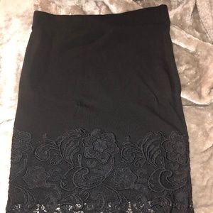 Black skirt with lace detail